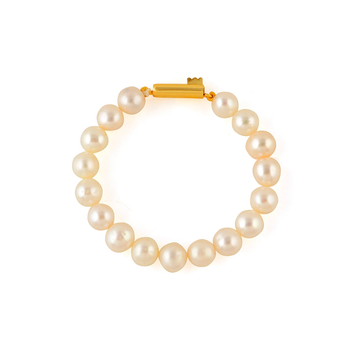 White Pearl Bracelet with Gold Clip - Ideal for Office & Daily Use