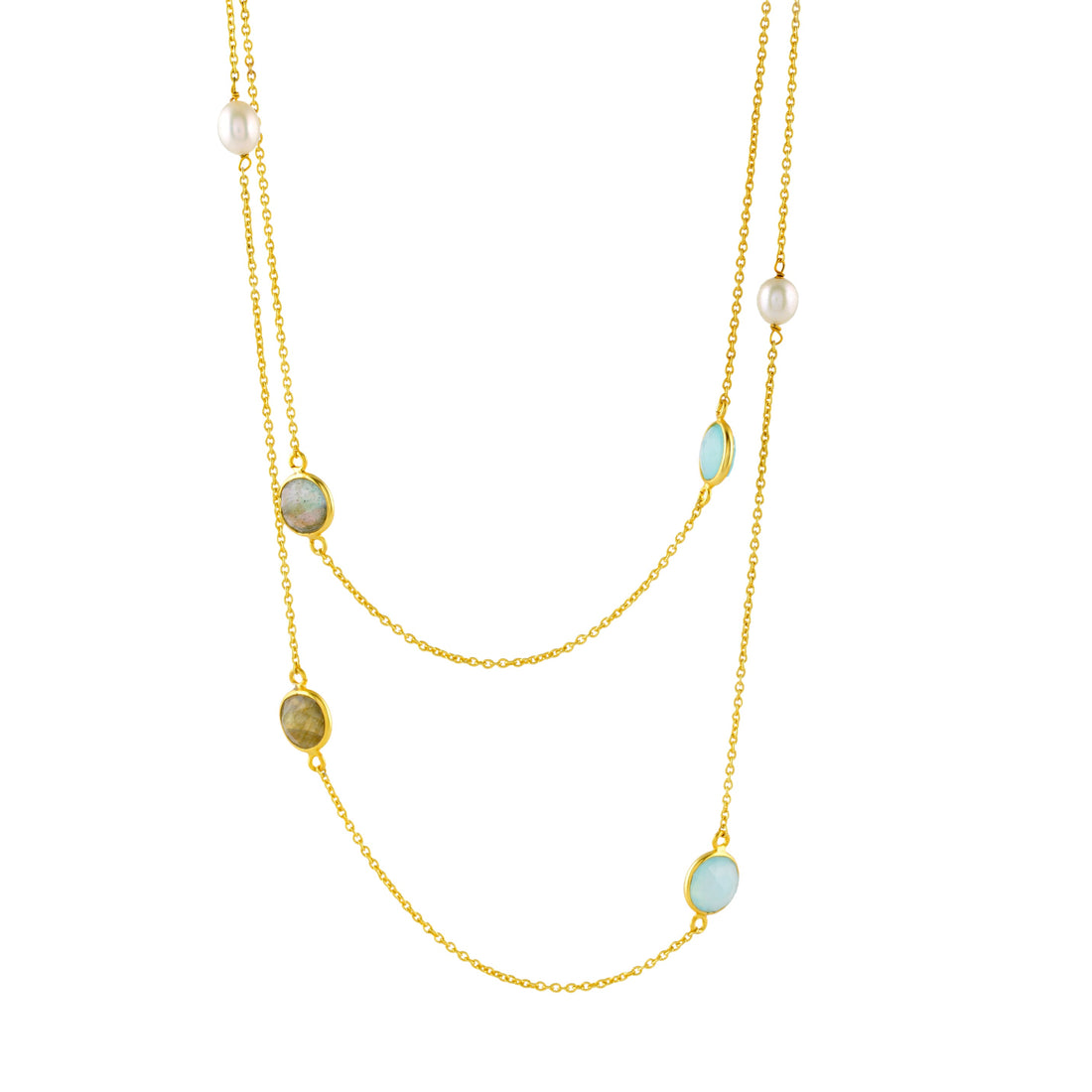 Exquisite Gemstone Gold Chain Necklace - Krishna Jewellers Pearls and Gems