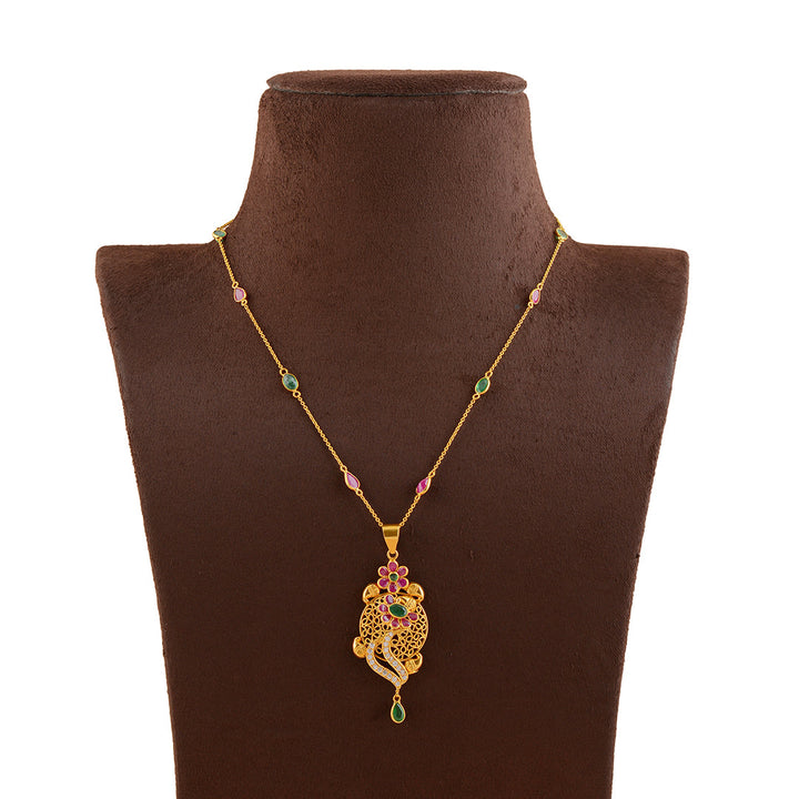 Simple Gold Pearl Necklace With Pendant - Krishna Jewellers Pearls and Gems