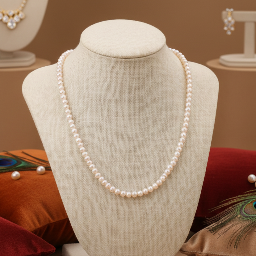 Grey Pink Pearls Necklace