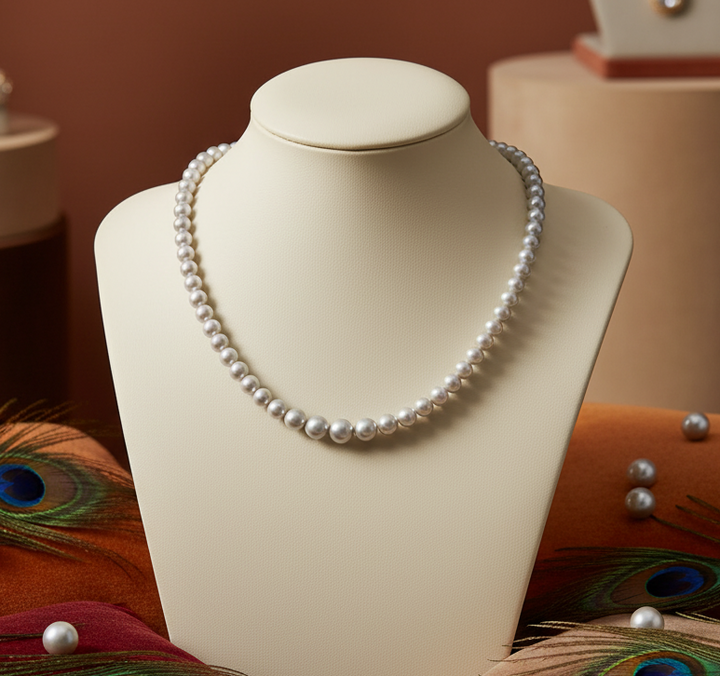 Ivory Pearl Necklace (Round Freshwater Pearl String)