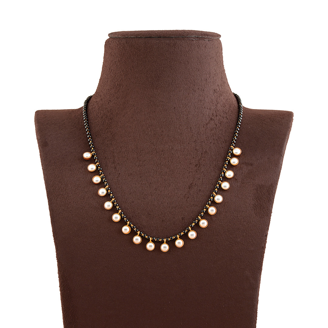 Single Line Gold Pearl Necklace Chain - Krishna Jewellers Pearls and Gems
