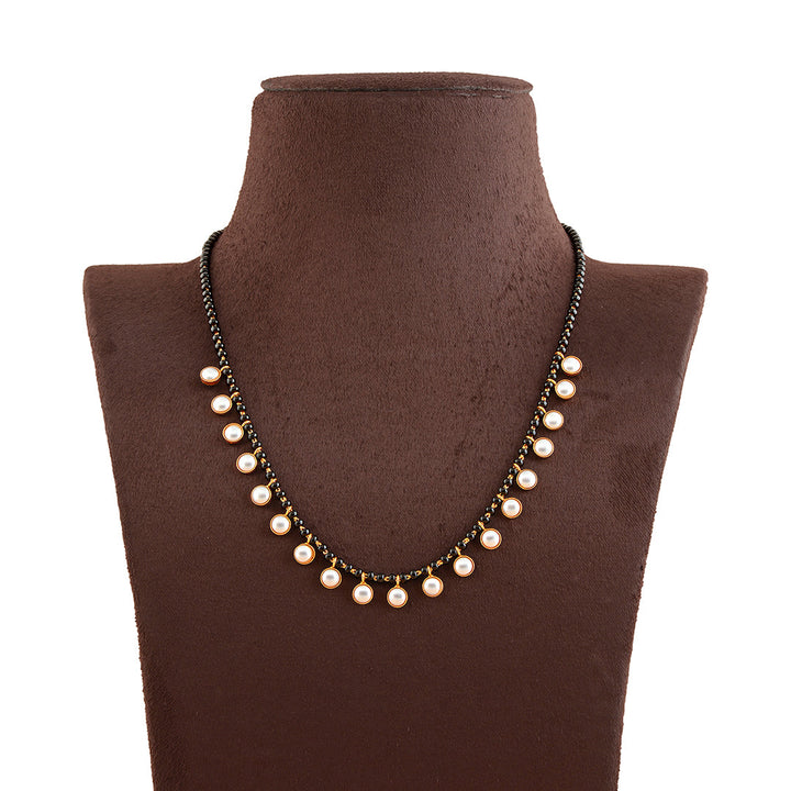 Single Line Gold Pearl Necklace Chain - Krishna Jewellers Pearls and Gems