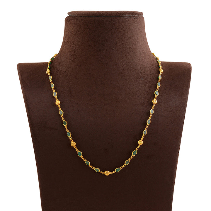 Precious  Emerald and Pearl Gold Chain - Krishna Jewellers Pearls and Gems