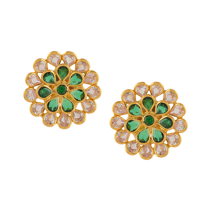 Gilded Floral Gold Earrings - Krishna Jewellers Pearls and Gems