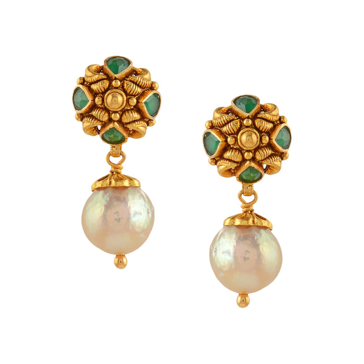 Classic Gold Pearl Earrings - Krishna Jewellers Pearls and Gems