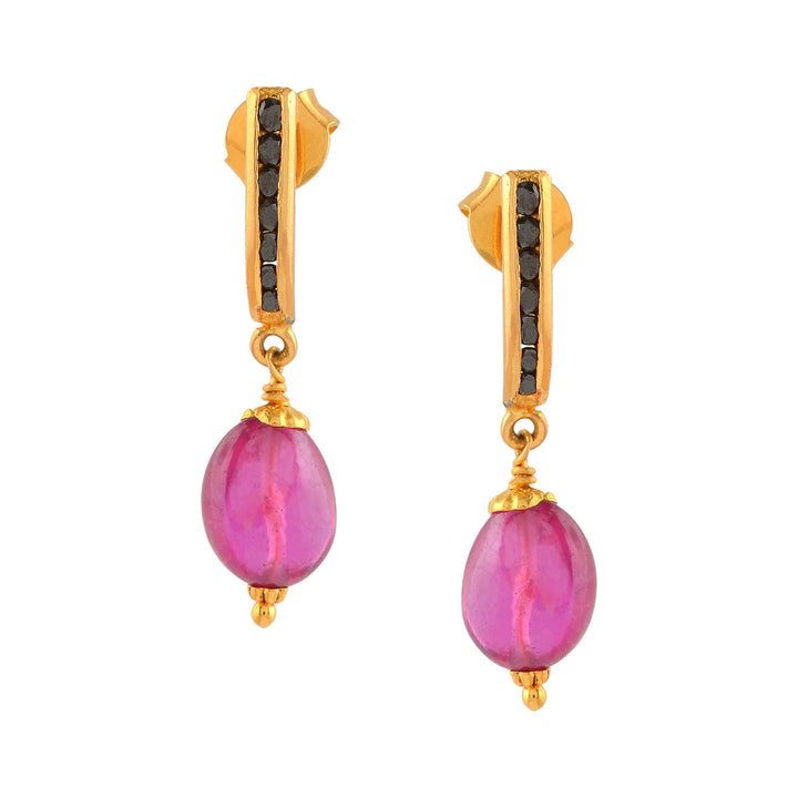 Simple  Gold Hanging Earrings - Krishna Jewellers Pearls and Gems