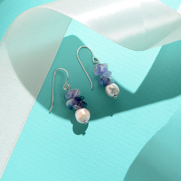 Amara Amethyst Pearl Drops (Amethyst & Freshwater Pearl Drop Earrings)