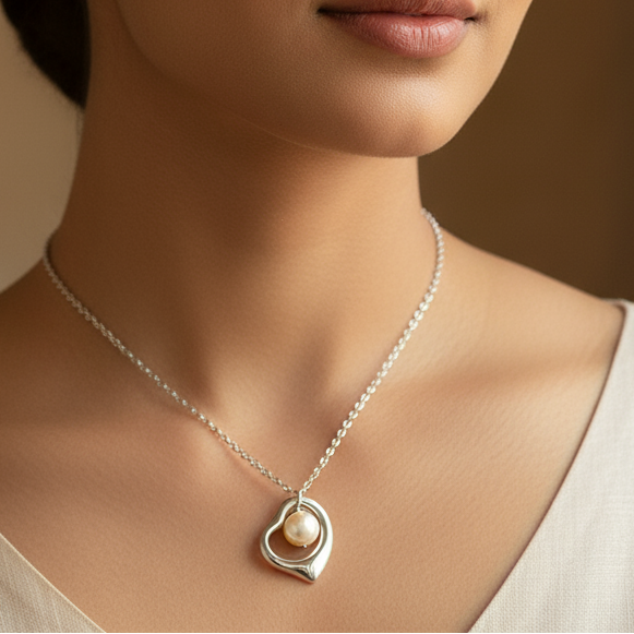 Handcrafted 925 Sterling Silver Heart Necklace