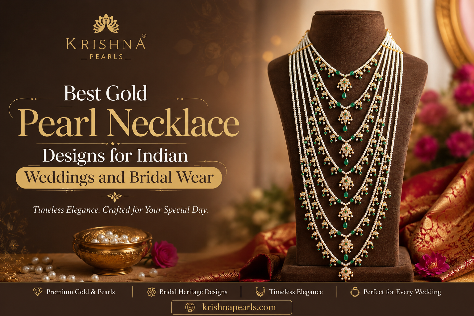 Best Gold Pearl Necklace Designs for Indian Weddings and Bridal Wear