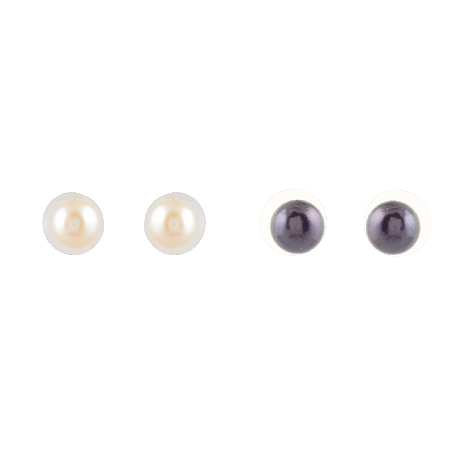 Essential Pearl Stud Duo – Classic White & Midnight Black