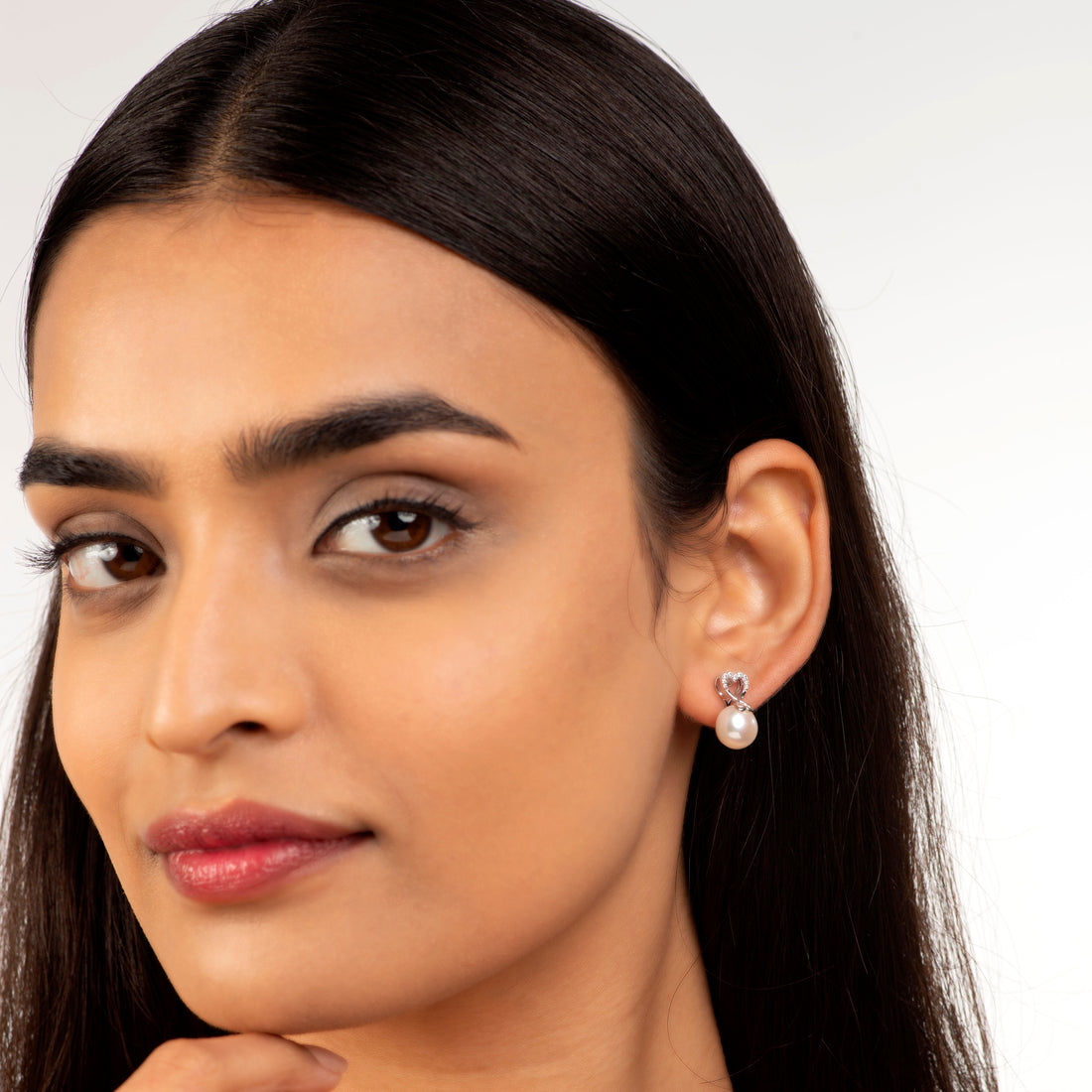 Pearl Everheart ( Heart motif pearl drop earrings with CZ detailing )