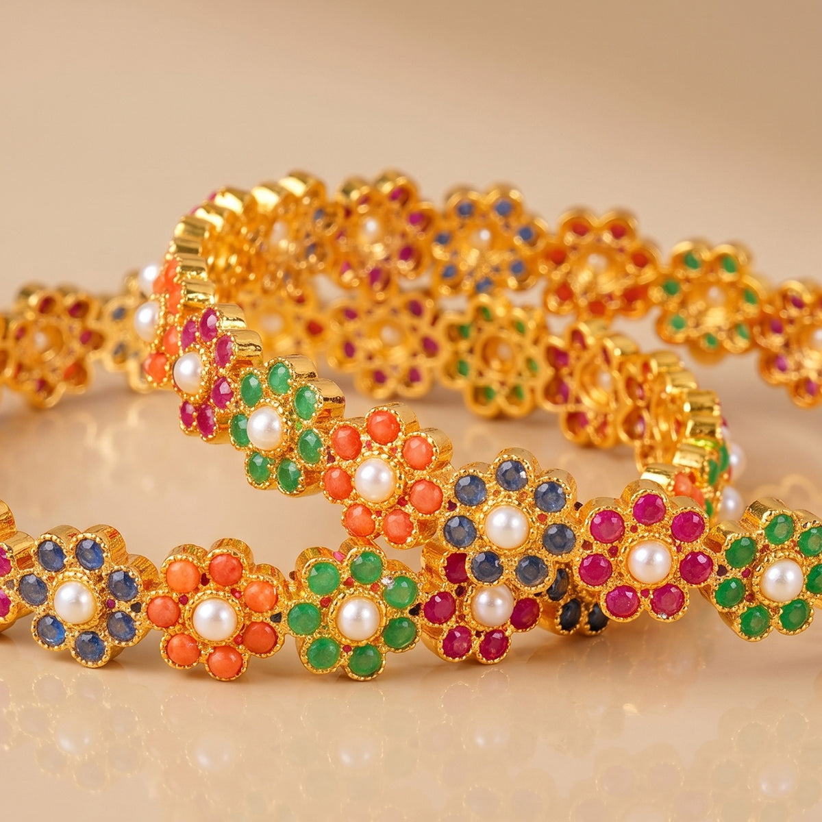 Navratan flower bangle