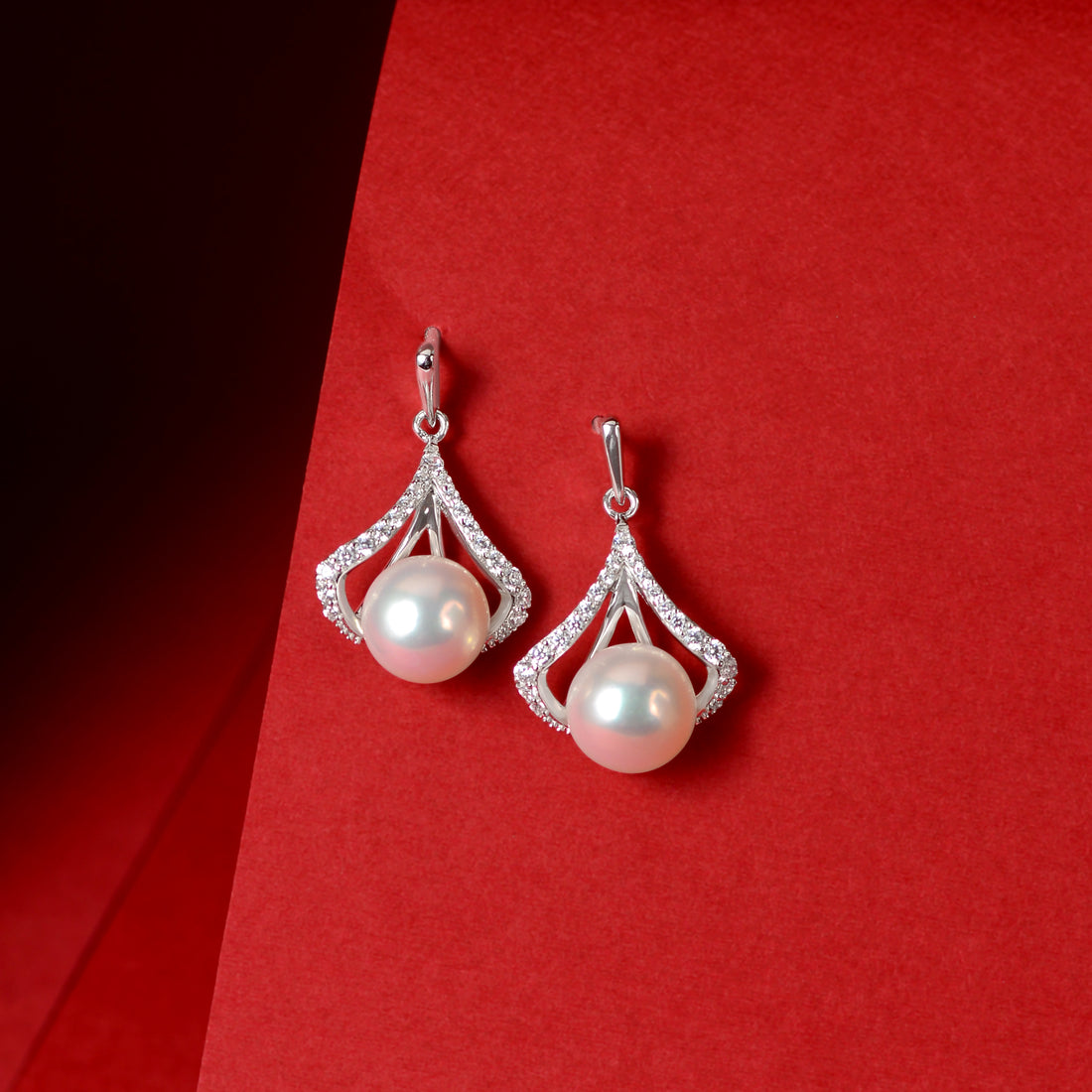 Pearl Crown Drop Earrings