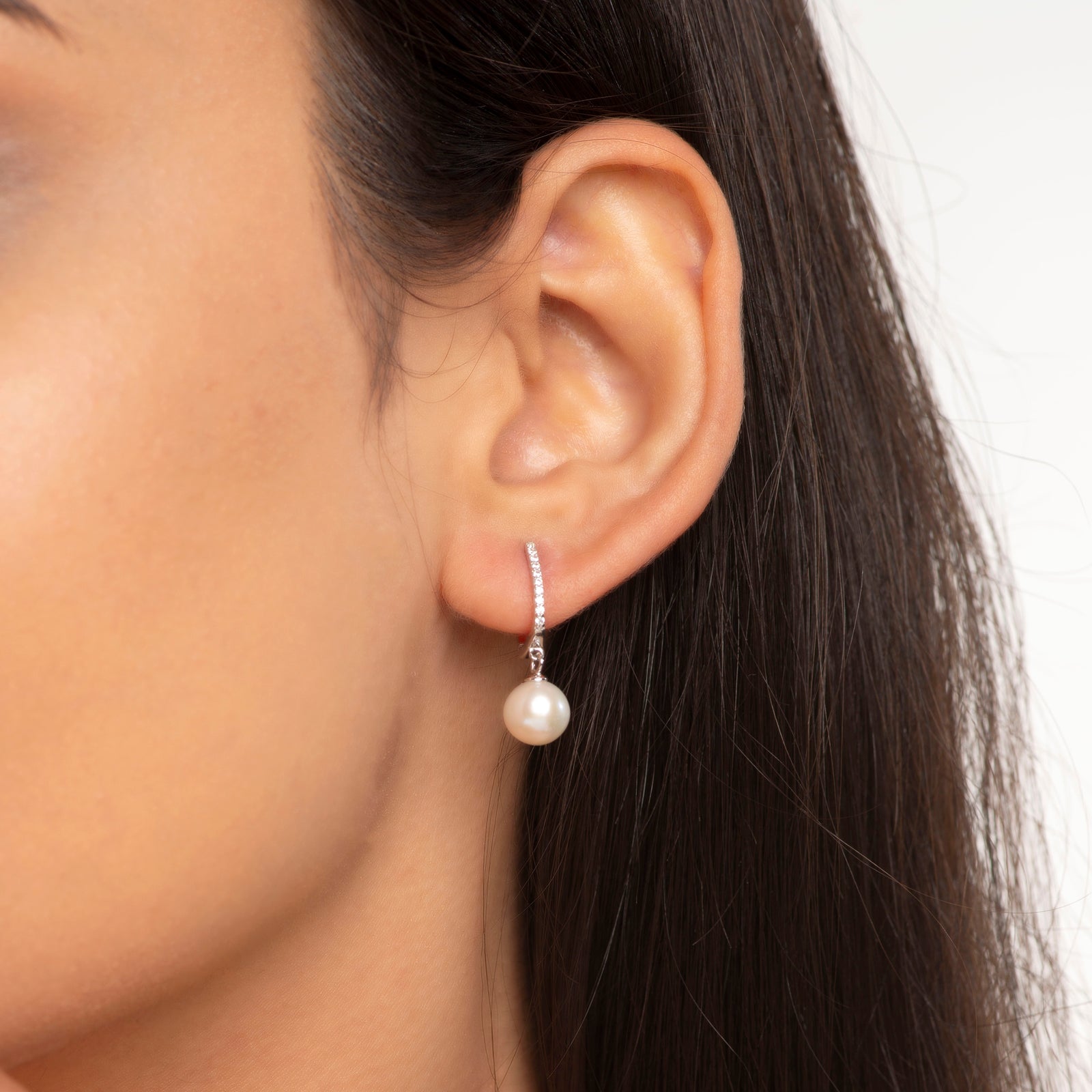 Pearl Linear Dew Gift Set Pearl Drop Earrings & Silver Square Cufflinks