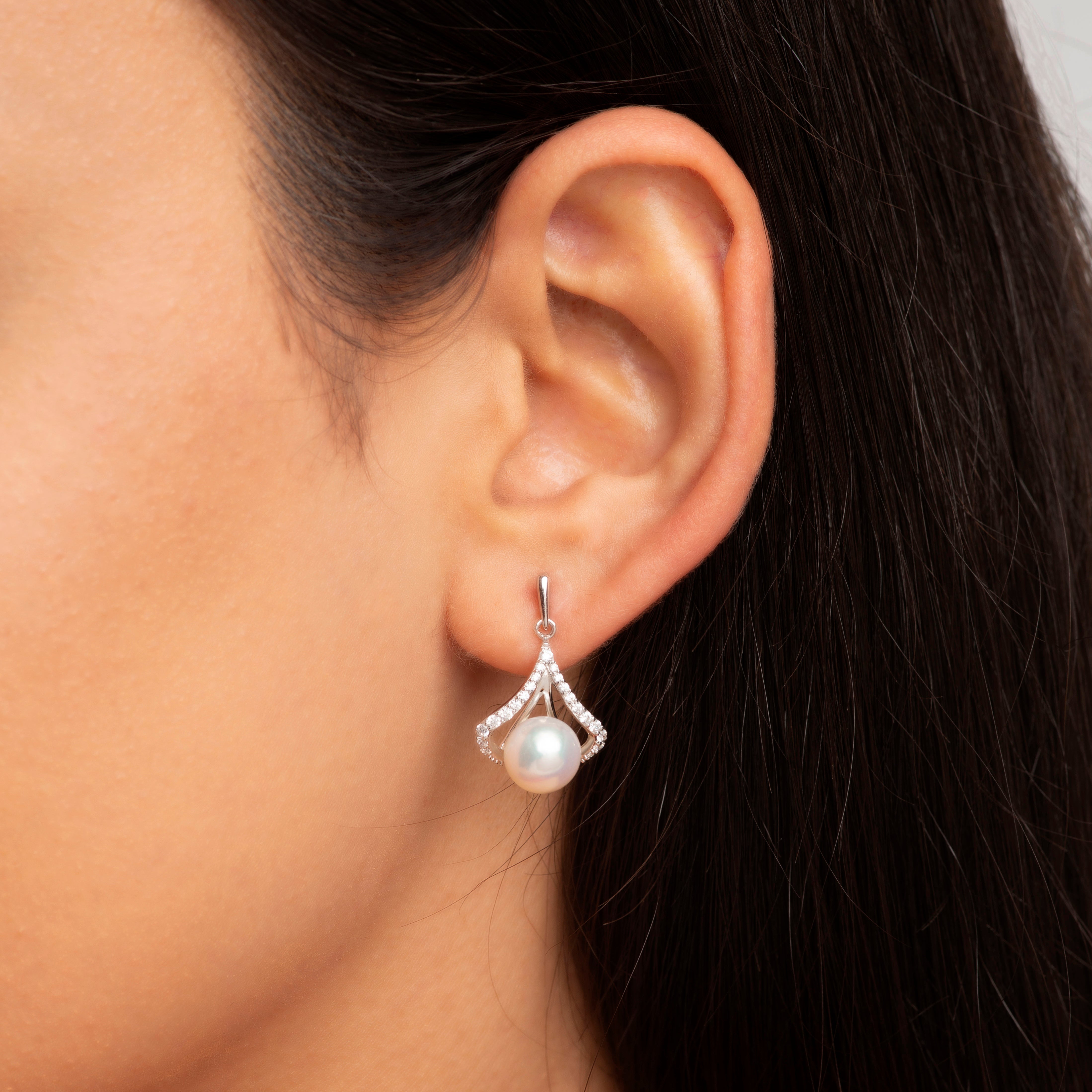 Pearl Crown Drop Earrings