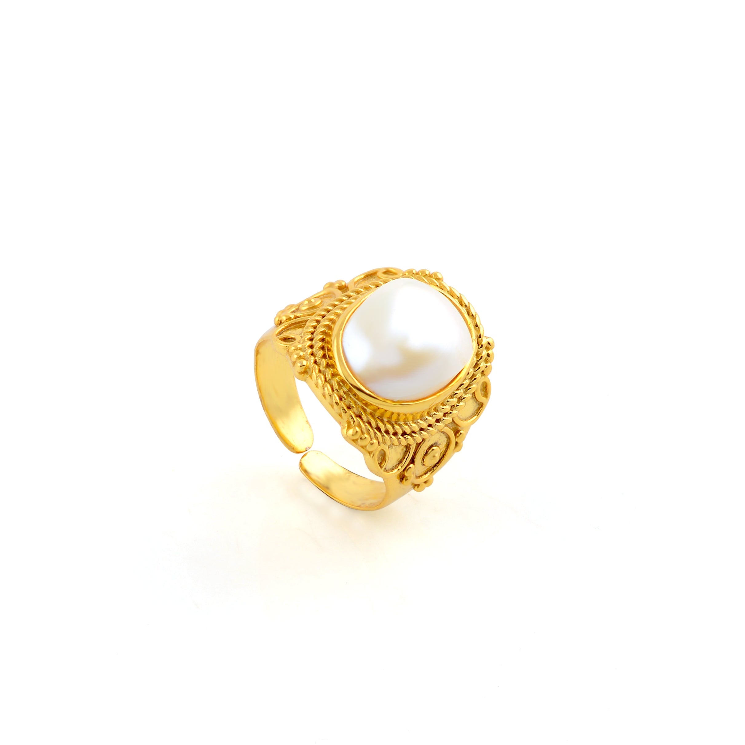 Graceful Fresh Water Button Pearl Ring - Krishna Jewellers Pearls and Gems