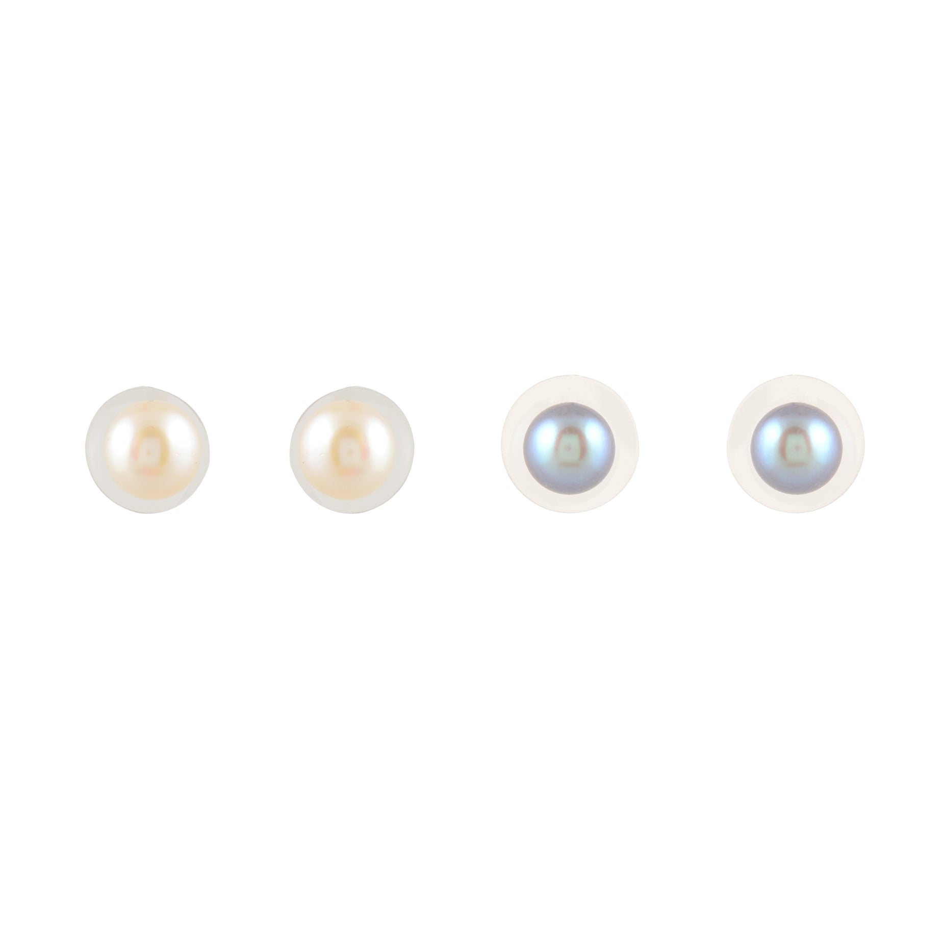 The Sterling & Snow Duo – Signature White & Grey Pearl Studs