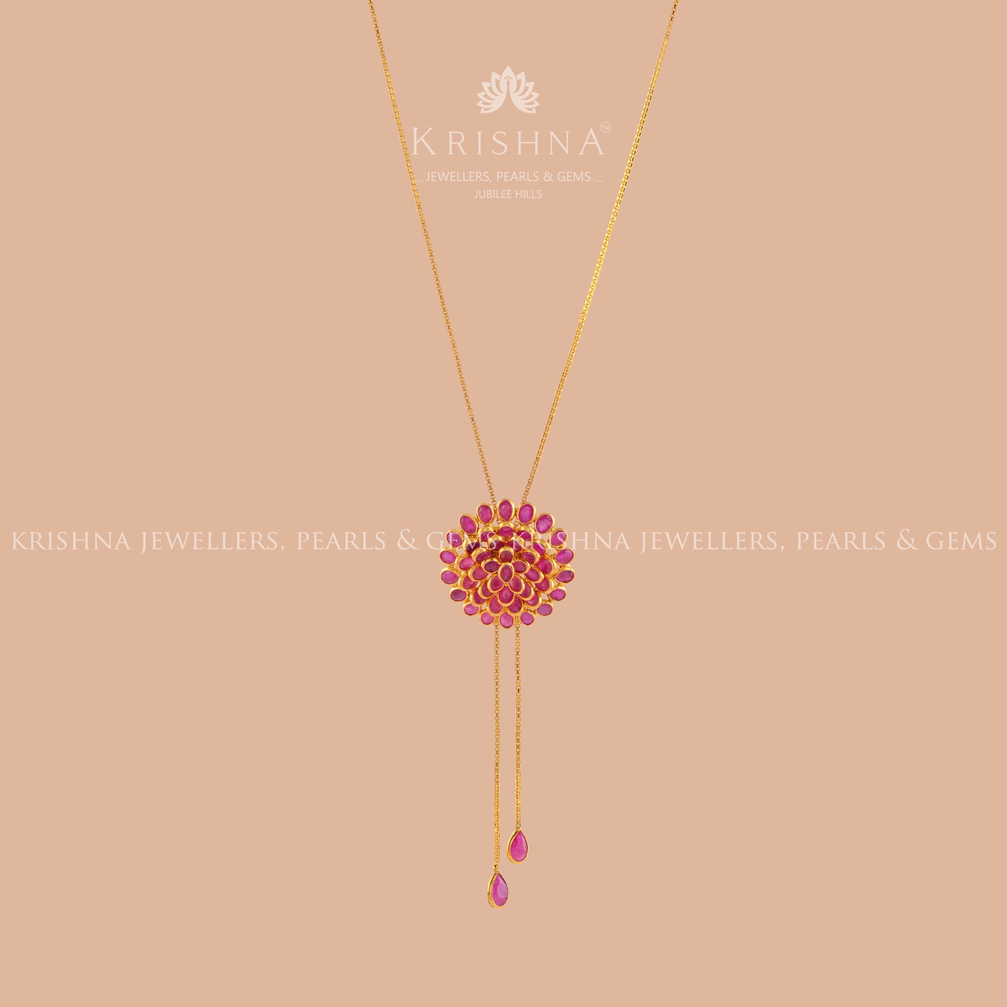 Gold Chain With Flower Pendant - Krishna Jewellers Pearls and Gems