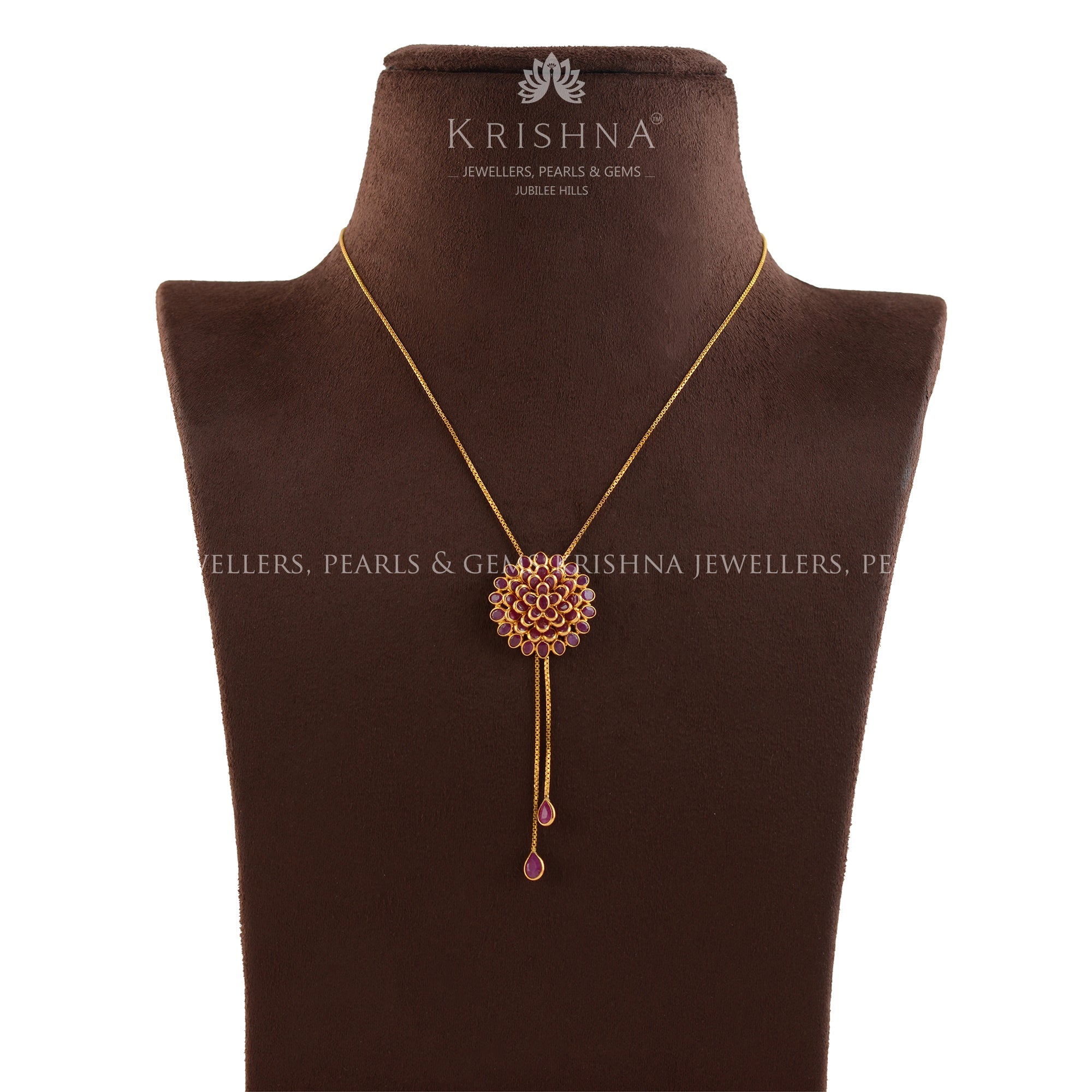 Gold Chain With Flower Pendant - Krishna Jewellers Pearls and Gems