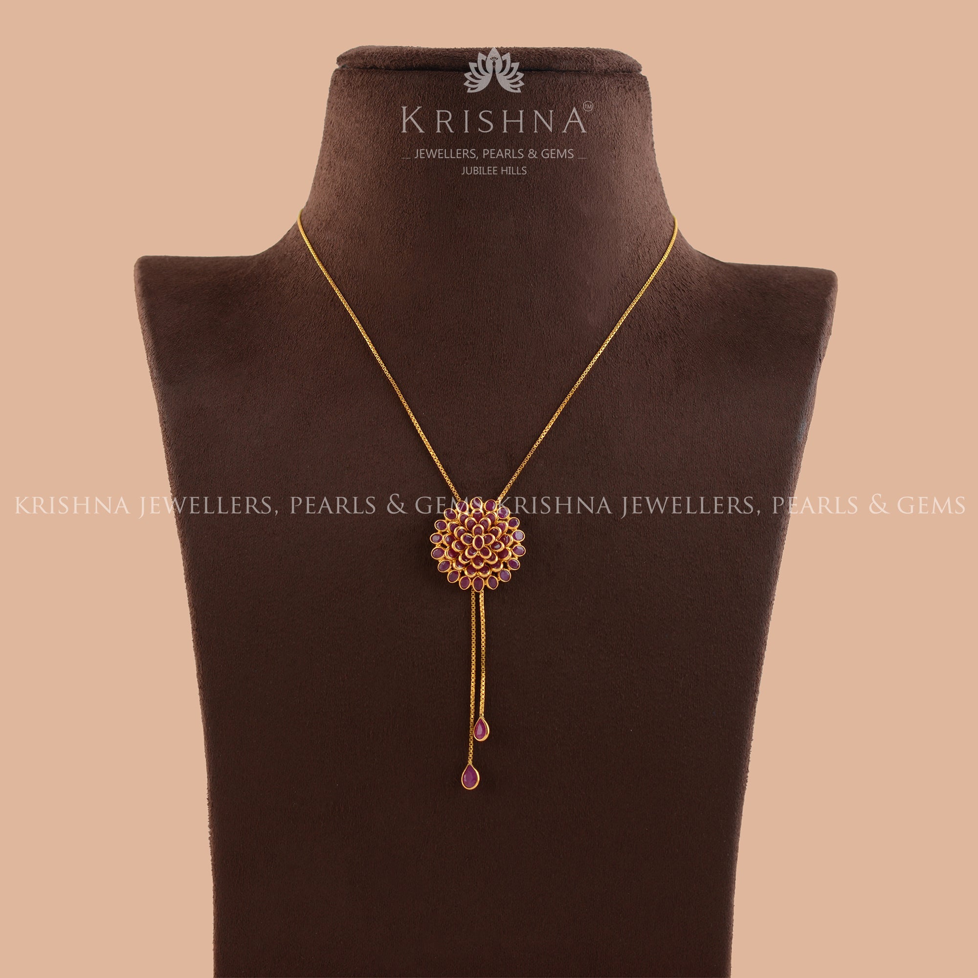 Gold Chain With Flower Pendant - Krishna Jewellers Pearls and Gems