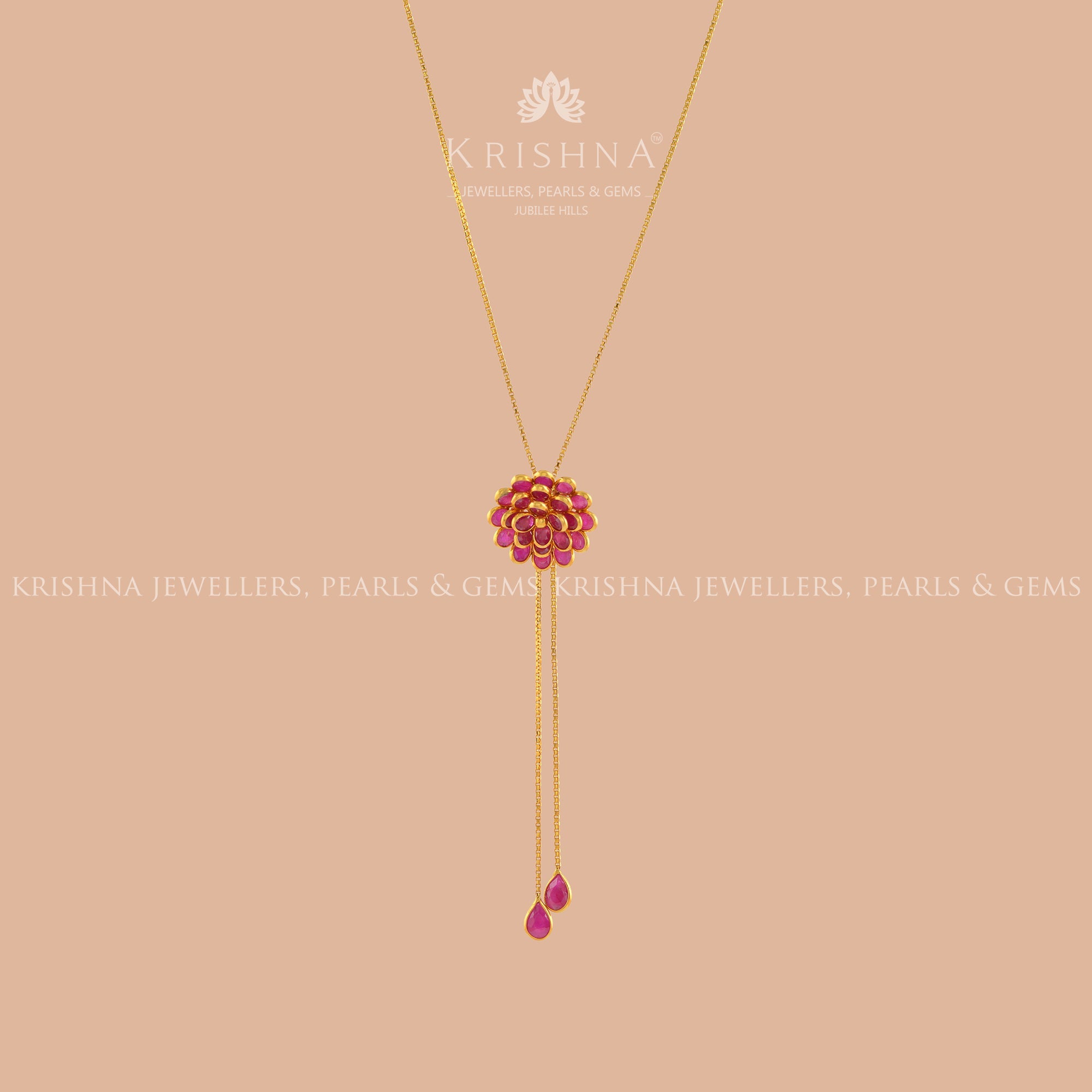 Gold Chain With Floral Pendant - Krishna Jewellers Pearls and Gems