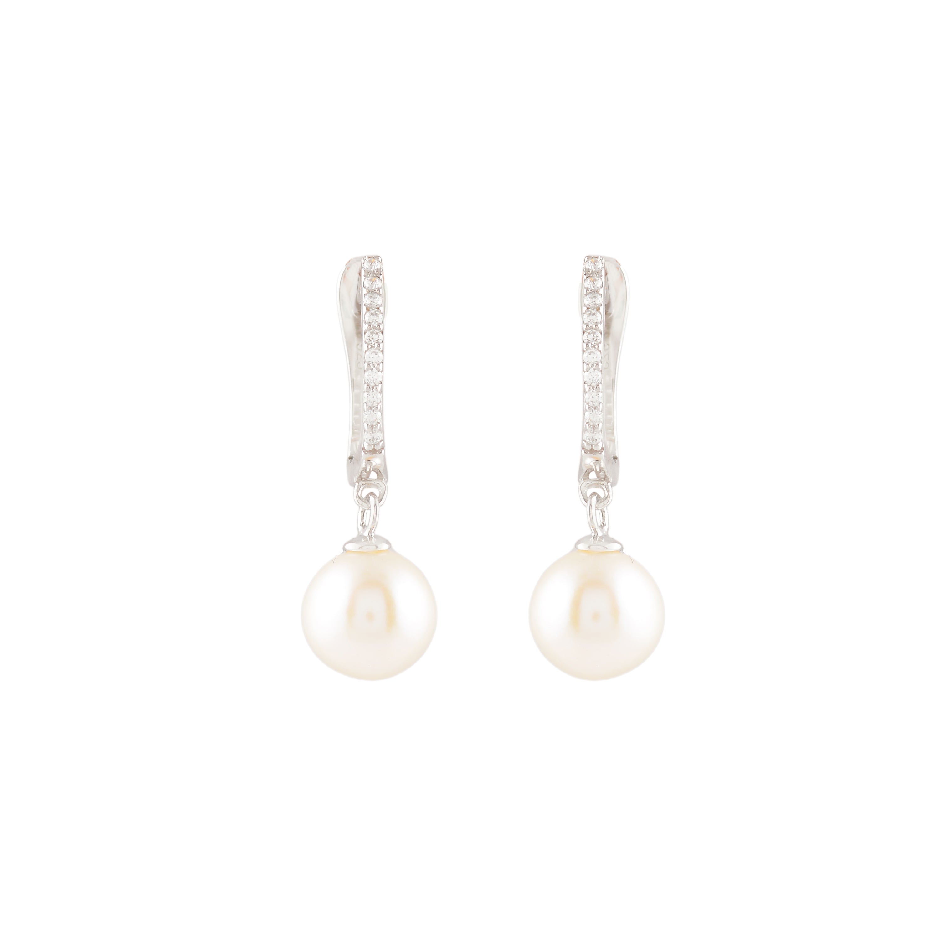 Pearl Line (Pearl Hoop Earrings)