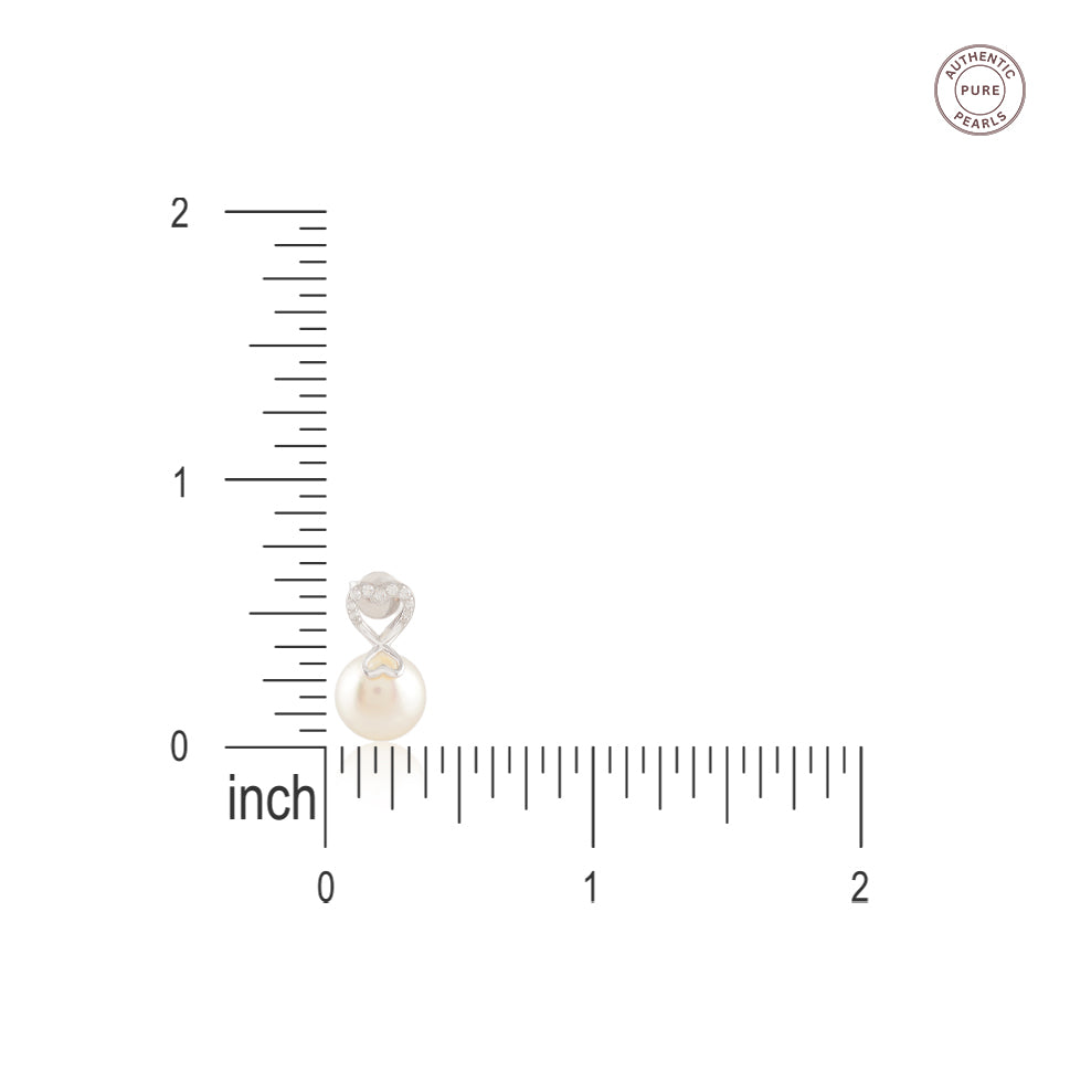 Pearl Everheart ( Heart motif pearl drop earrings with CZ detailing )