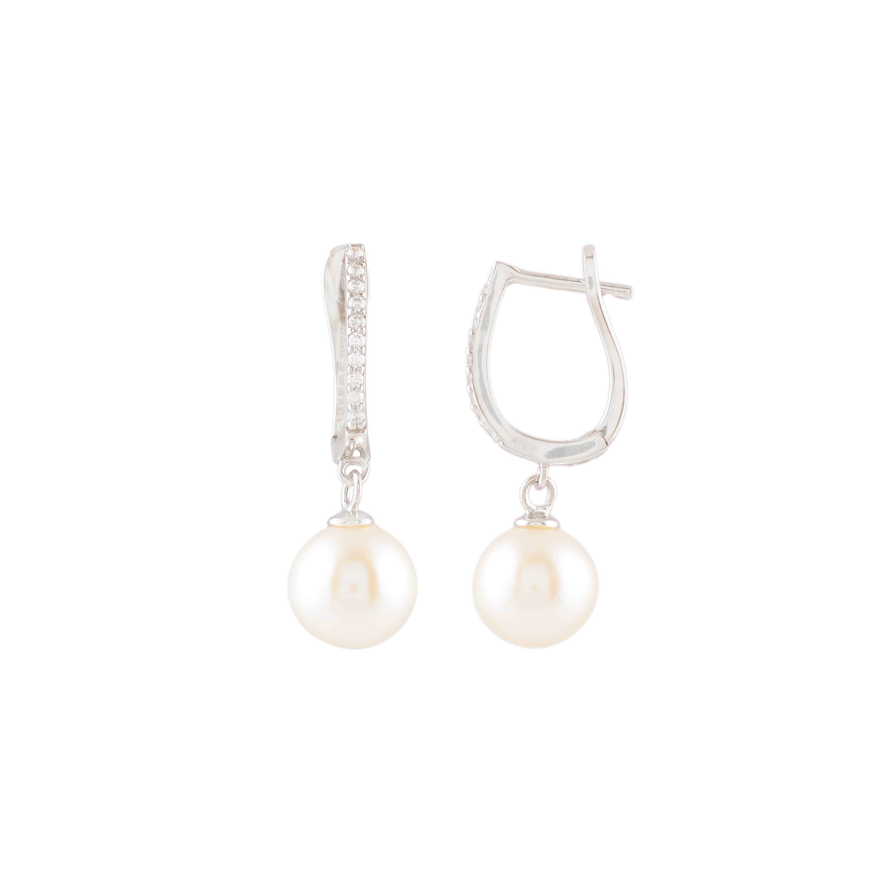Pearl Line (Pearl Hoop Earrings)