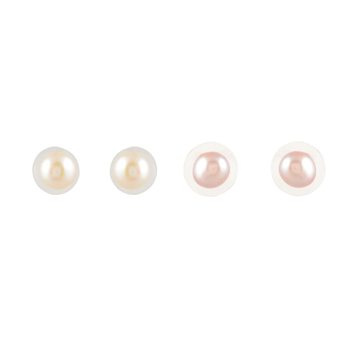 Signature White & Pink Pearl Stud Set