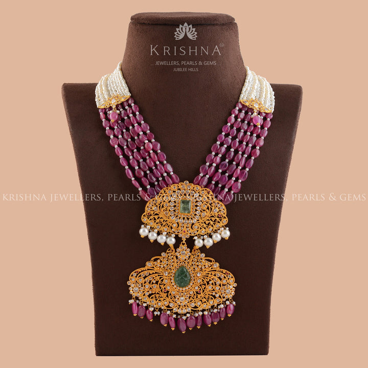 Gold Natural Pearl Necklace in Premium Gold Pendant - Krishna Jewellers Pearls and Gems