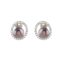 Captivating stud earrings set with a fresh water pearl and CZ stones