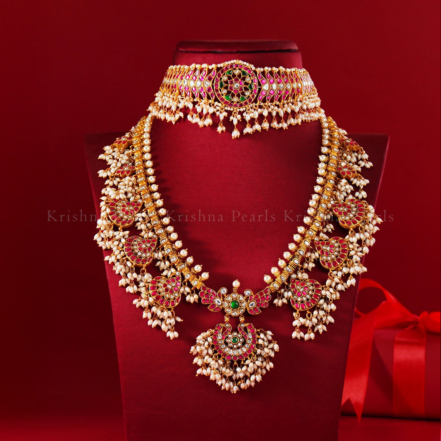 Traditional Guttapusalu Silver Choker & Haram Set