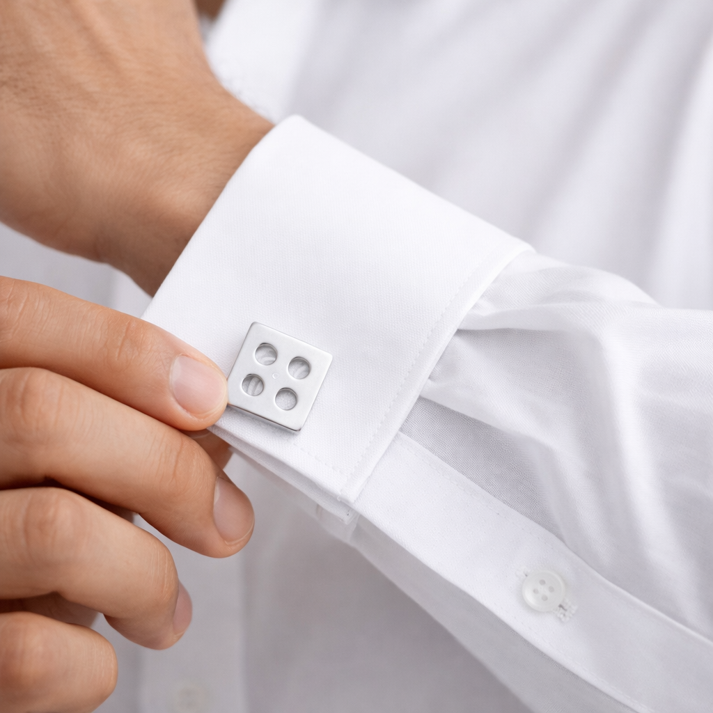 Dot Squar Cufflinks (Silver Cufflinks)