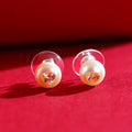 Blush Heart Pearl Studs ( Pink Heart CZ Button Pearl Stud Earrings )