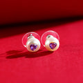 Lilac Heart Pearl studs ( Lavender Heart CZ Button Pearl Stud Earrings )