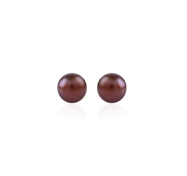 Brown Pearls Earstuds in Silver - Krishna Jewellers Pearls and Gems