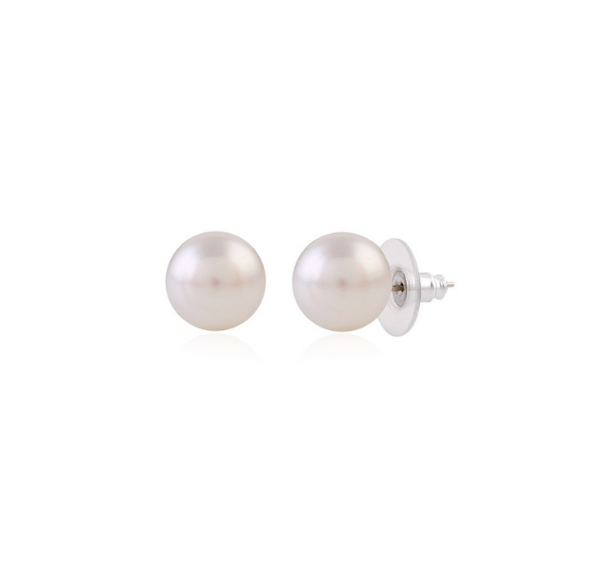 White  Fresh water Pearls Earstuds in Silver - Krishna Pearls