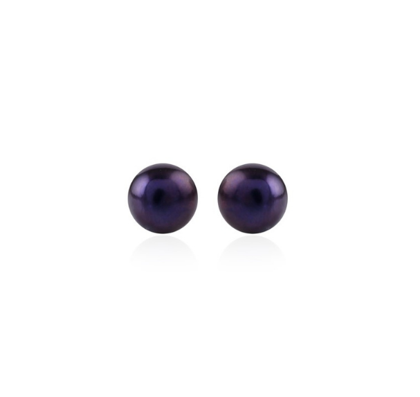 Black color Pearl Earstuds in Silver