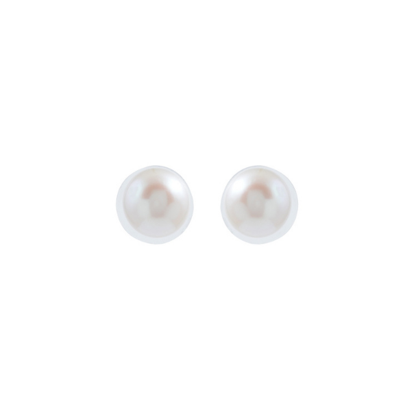 Fresh Water Button White Color Pearl Stud Earrings JPT10384