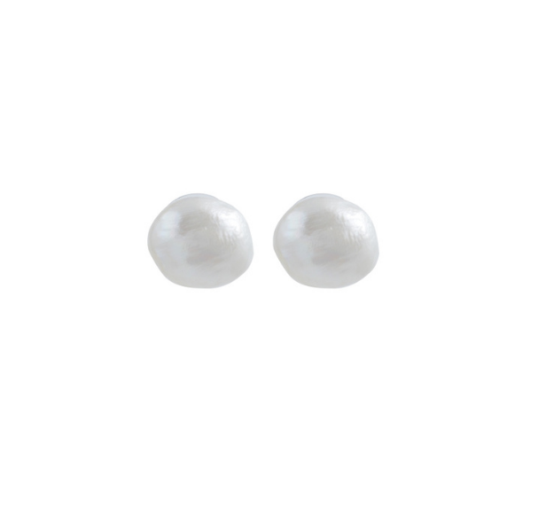 Fresh Water Button White Color Pearl Earrings JP0244