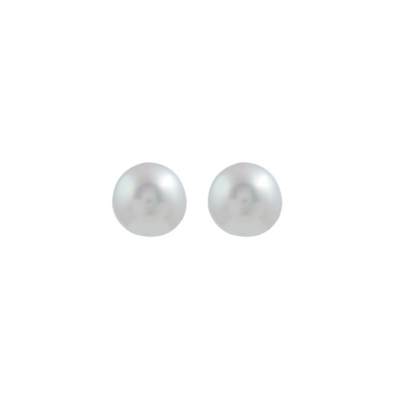 Classic White Freshwater Button Pearl Stud Earrings – Timeless Everyday Elegance