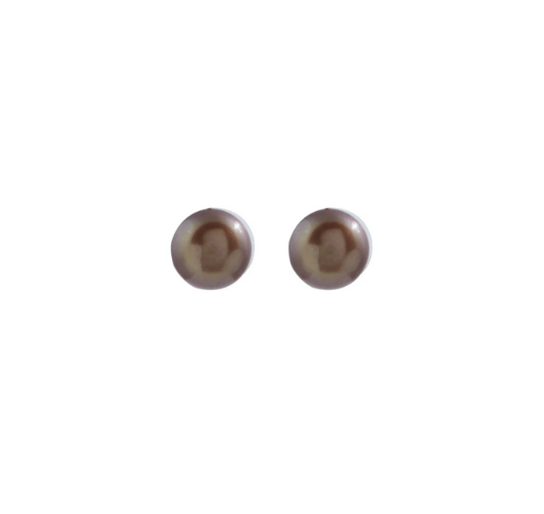 Elegant Brown Button Freshwater Pearl Stud Earrings – Classic & Timeless