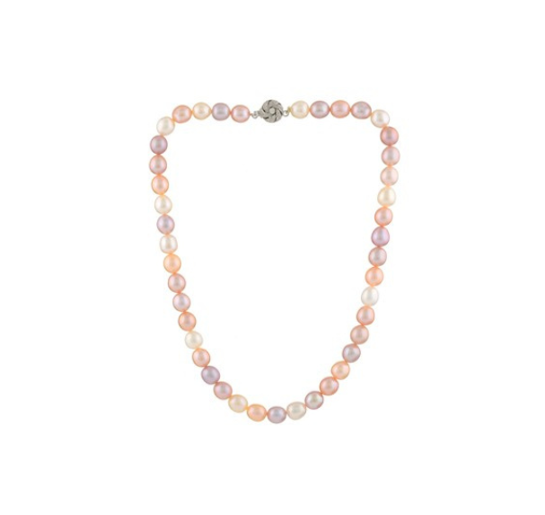 Single-Line Multicolor Freshwater Rice Pearl Necklace