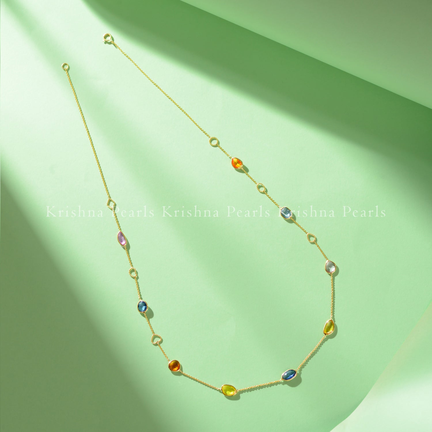 18K Gold Colour Stone Chain