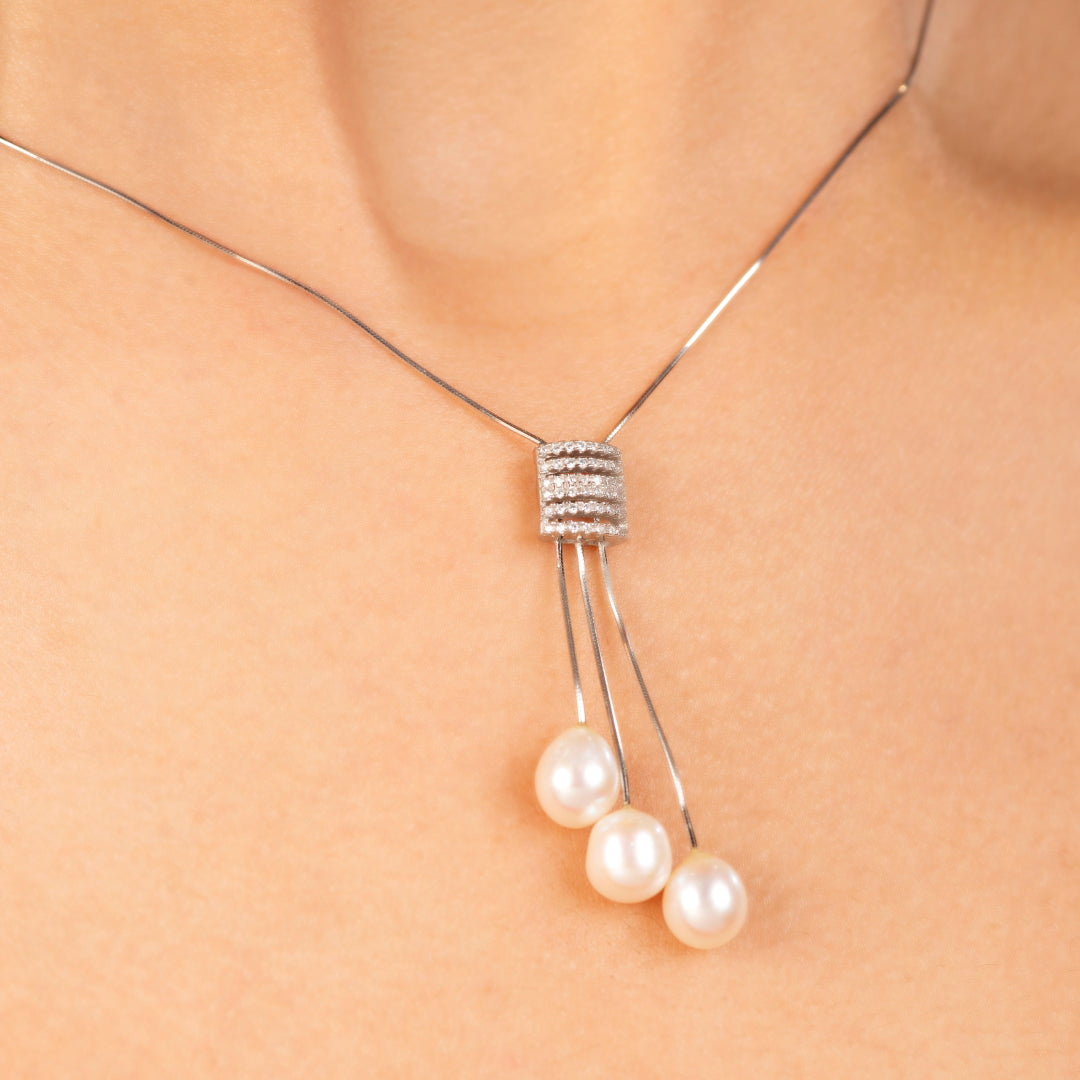 Pearl Cascade Slide Necklace