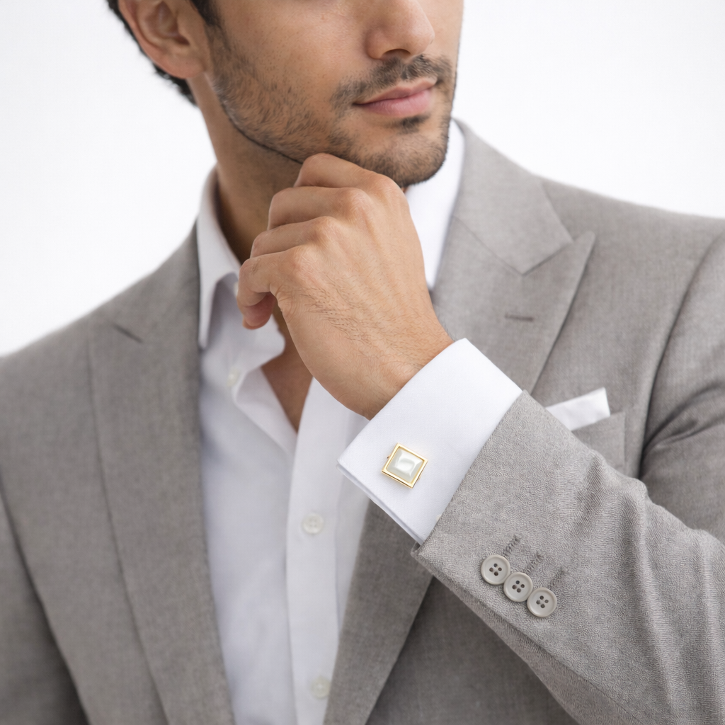 Square Pearl Cufflinks (pearl cufflink)