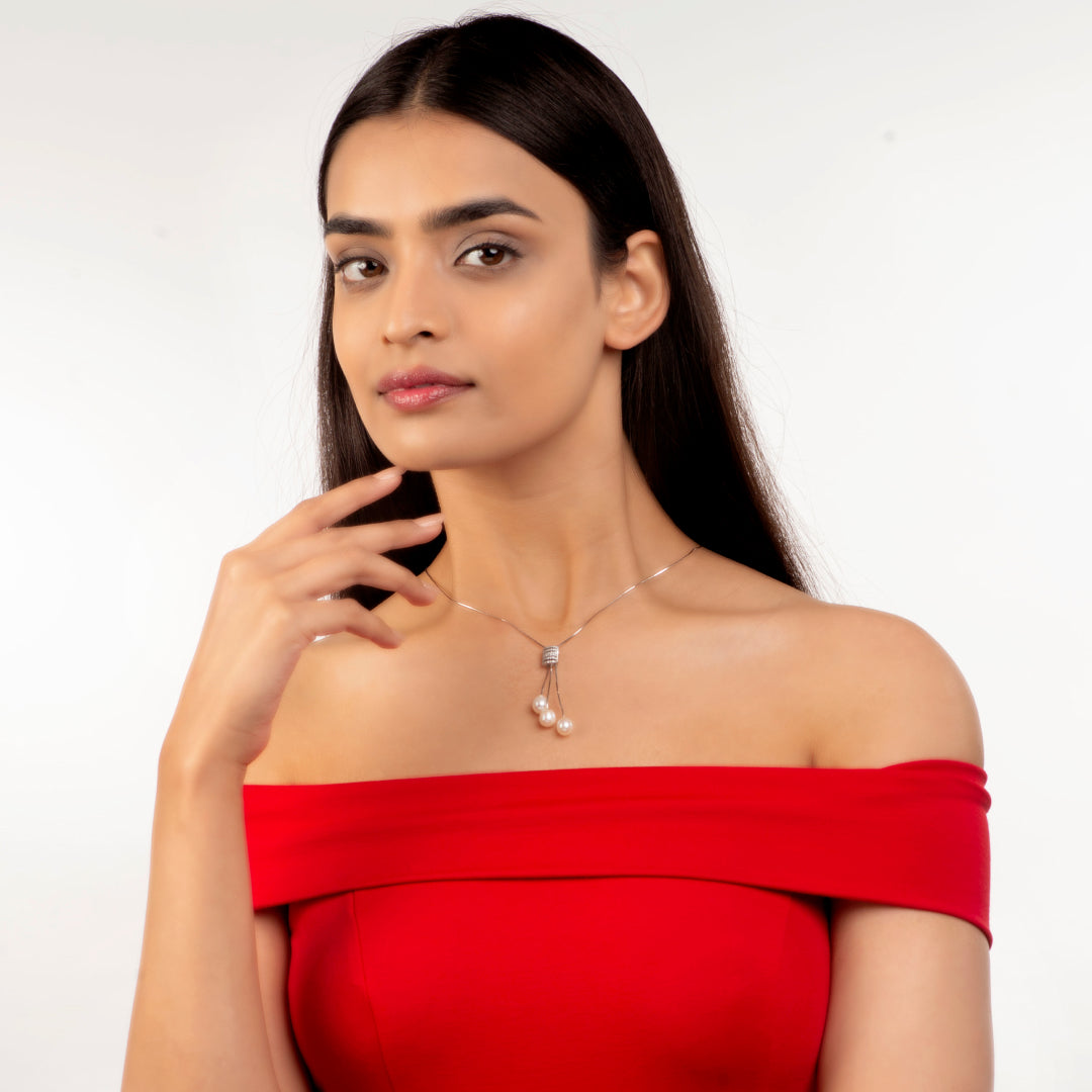 Pearl Cascade Slide Necklace