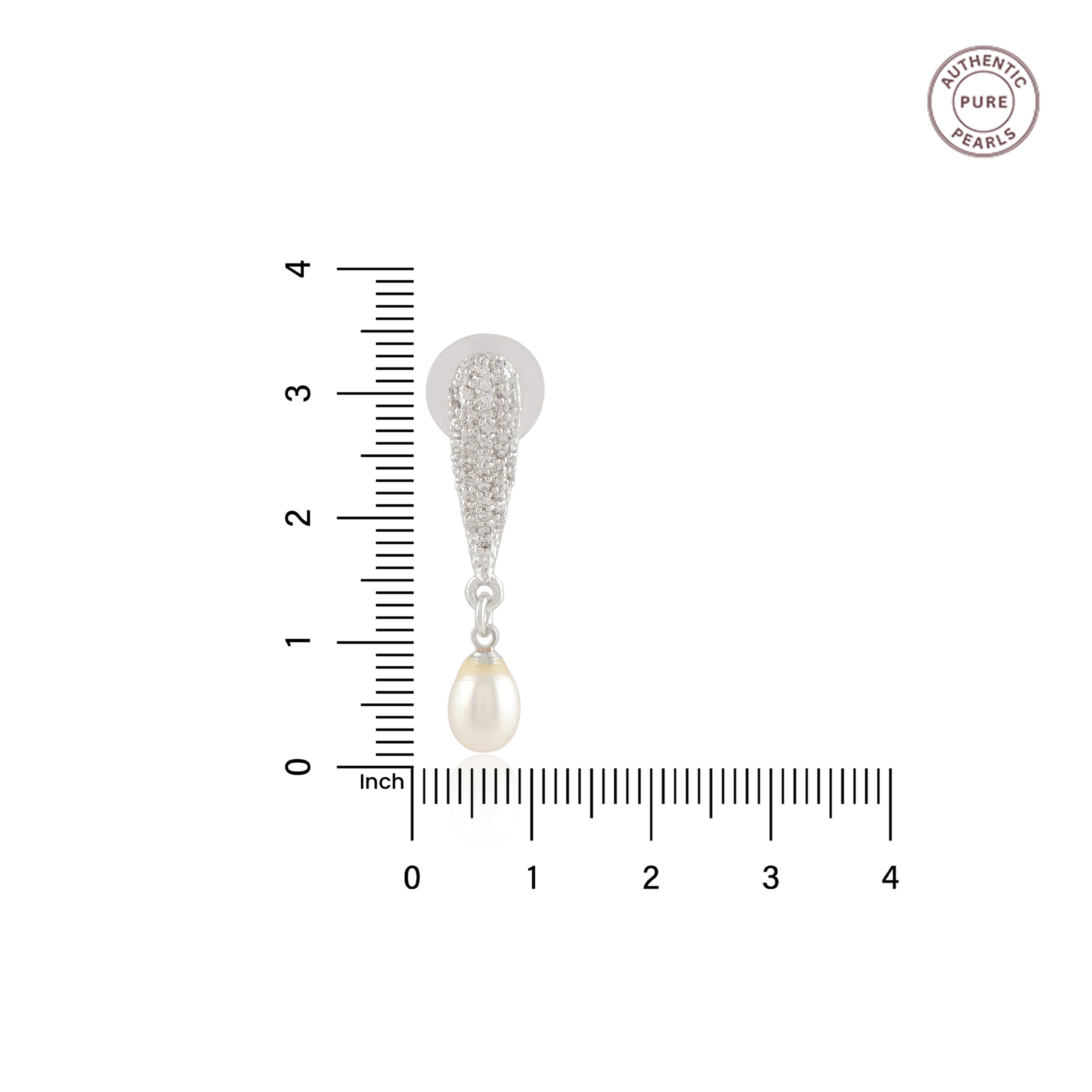 CZ Cascade Pearl Drop Earrings (Freshwater Pearl & CZ Drop Earrings in Silver)