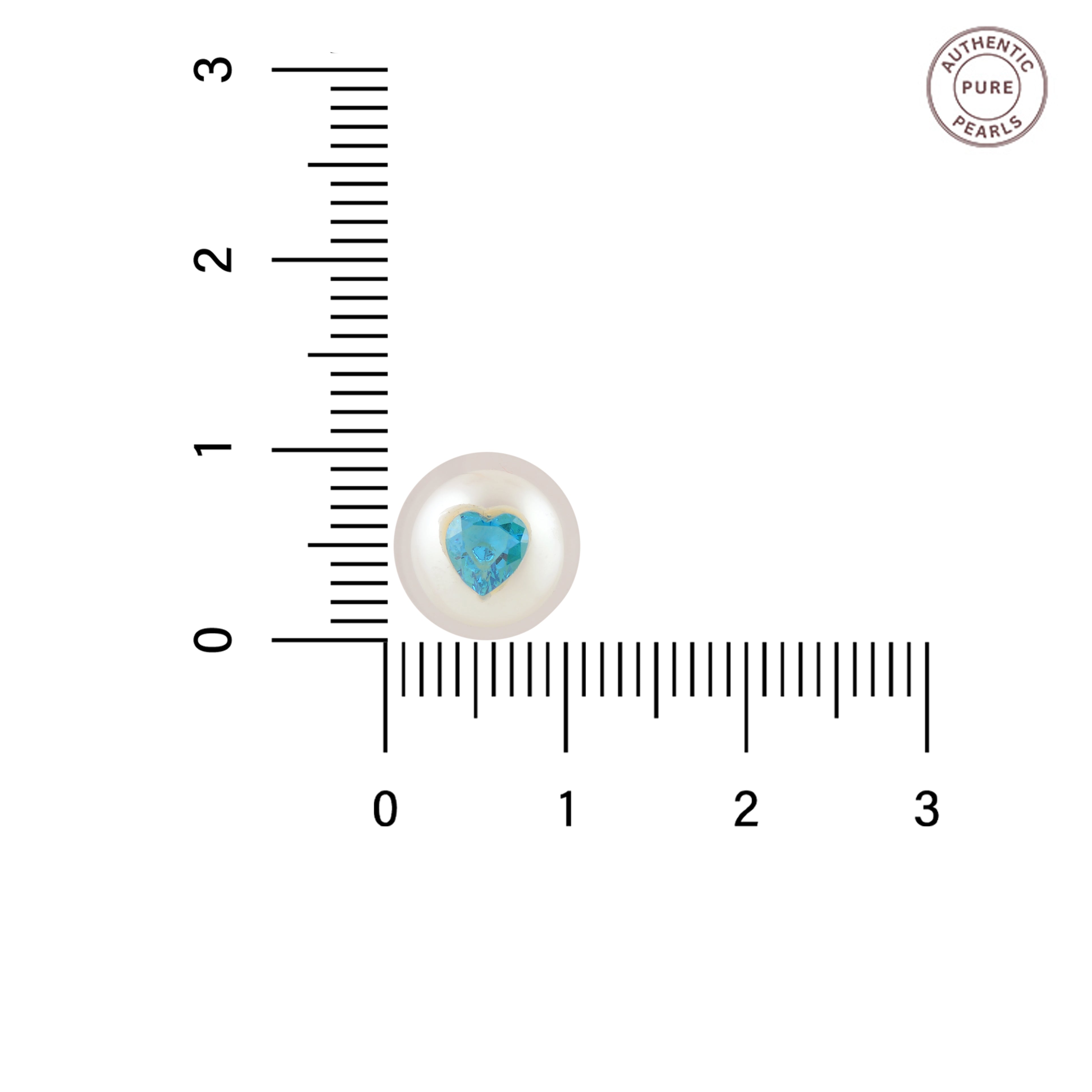 Misty Heart Pearl Studs ( Blue Heart CZ Button Pearl Stud Earrings )